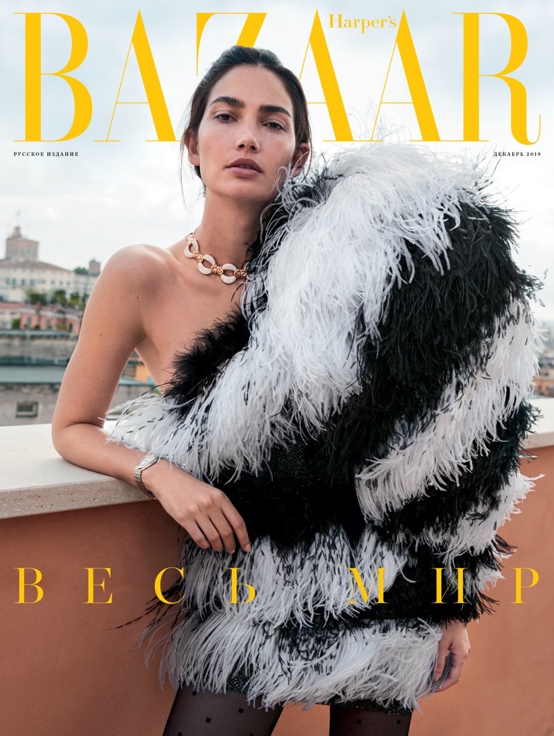 Lily Aldridge on Harper's Bazaar Russia December 2019 Cover