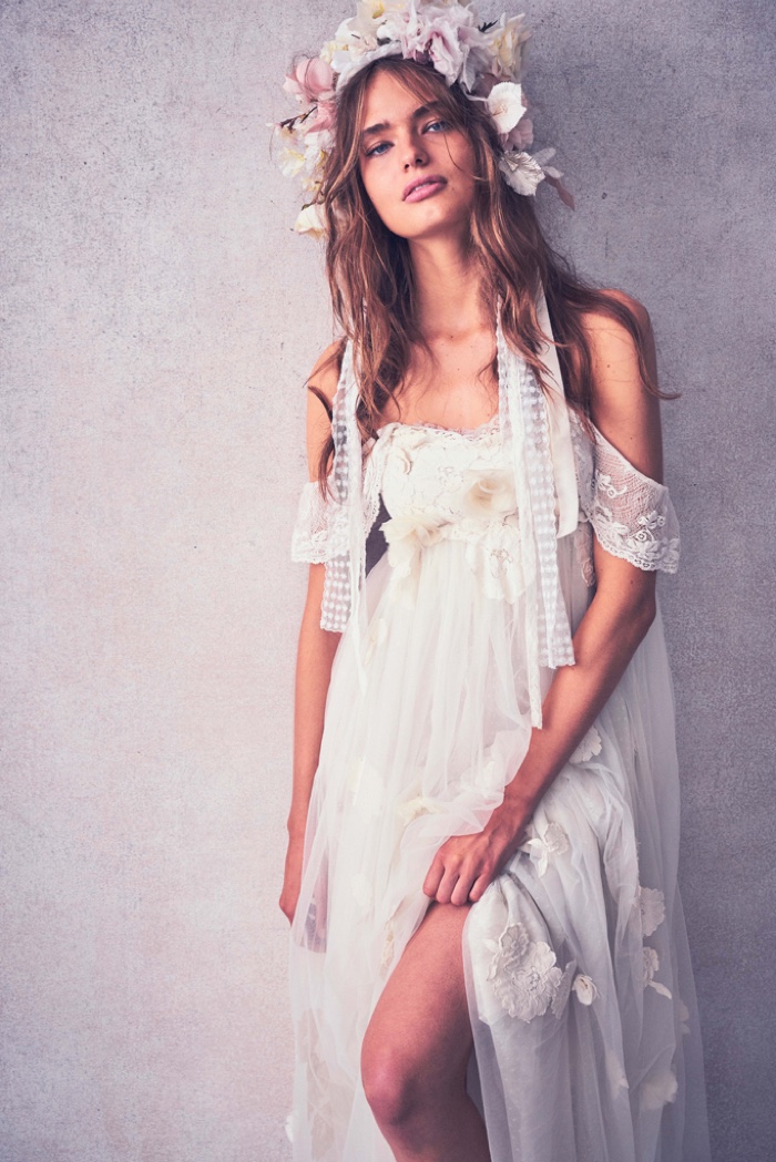 Anna Mila Guyenz models white dress from LoveShackFancy resort 2020 collection