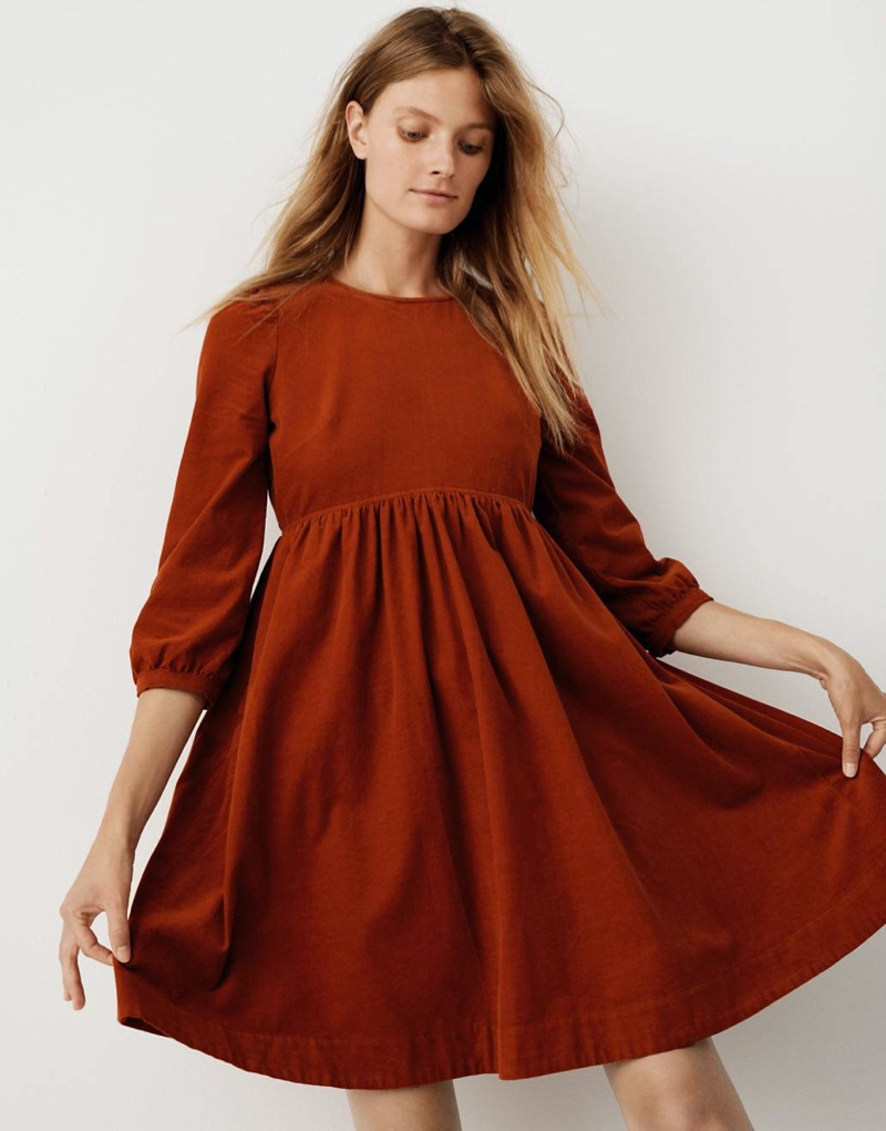 Madewell Corduroy Puff-Sleeve Mini Dress $135