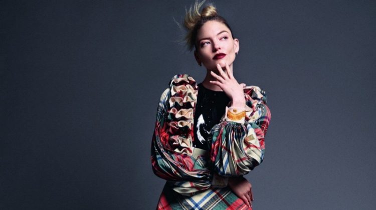 Martha Hunt Makes a Statement in Plaid Prints for ELLE Italy