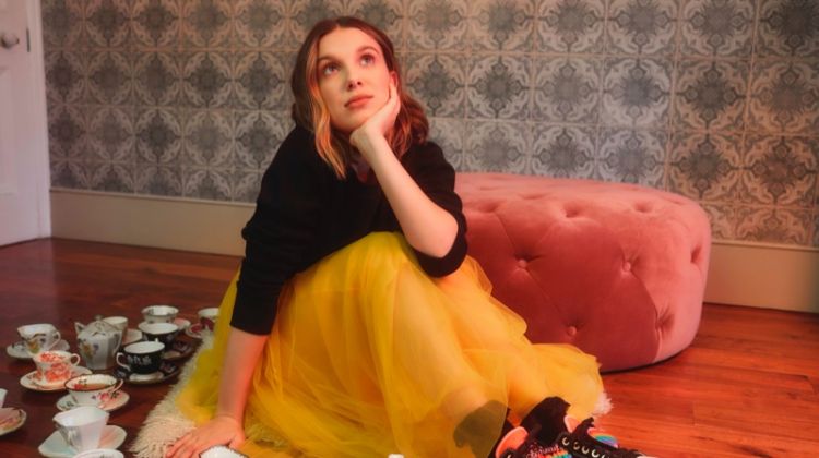 Wearing a tutu skirt, Millie Bobby Brown fronts Converse collaboration campaign