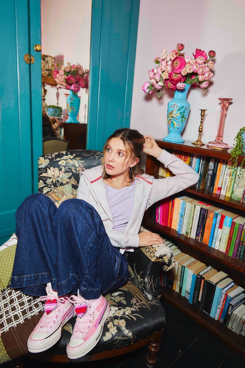 Millie Bobby Brown poses in her second Converse sneaker collaboration