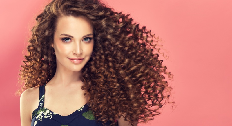 Model Long Brown Curly Hairstyle