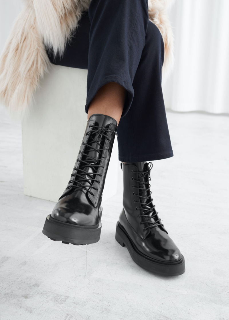 & Other Stories Chunky Leather Lace-up Boots $229