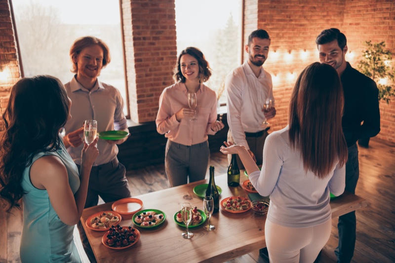 Party People Standing Table Drinks Appetizers