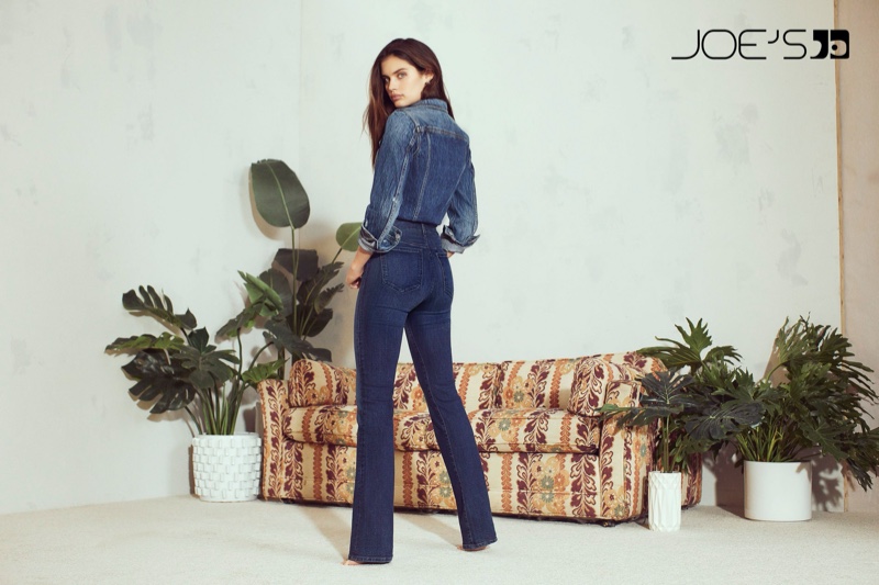 Wearing double denim, Sara Sampaio appears in Joe's Jeans fall-winter 2019 campaign