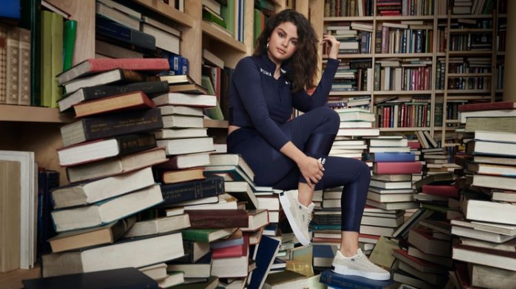 Posing in a library, Selena Gomez fronts SG x PUMA fall-winter 2019 campaign