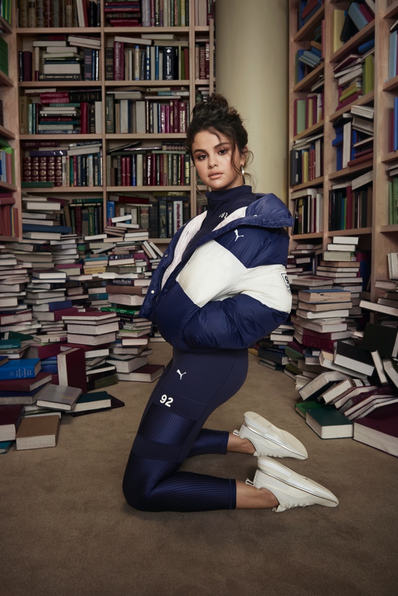 Surrounded by books, Selena Gomez fronts SG x PUMA fall-winter 2019 campaign