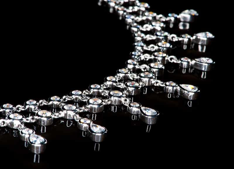 Silver Diamond Necklace Closeup