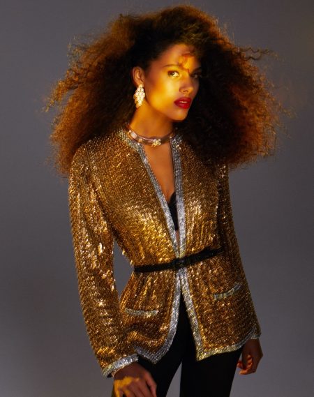 Tina Kunakey Turns Up the Shine Factor for ELLE Russia Tina Kunakey Turns Up the Shine Factor for ELLE Russia