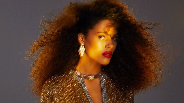 Tina Kunakey Turns Up the Shine Factor for ELLE Russia