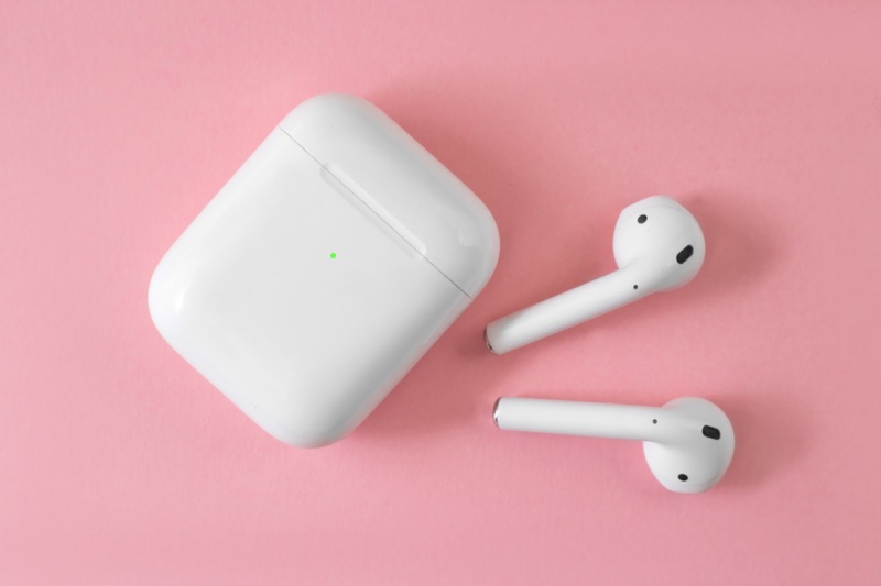 Airpods Charging Case Lifestyle Pink Backdrop