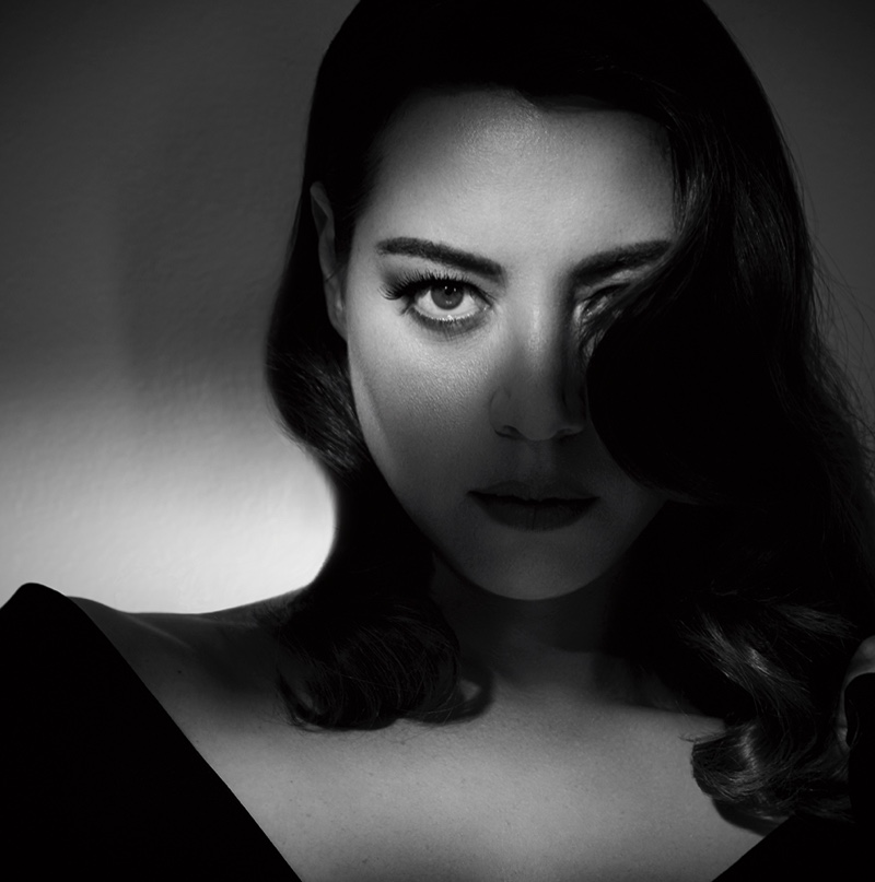 Actress Aubrey Plaza gets her closeup in black and white shot