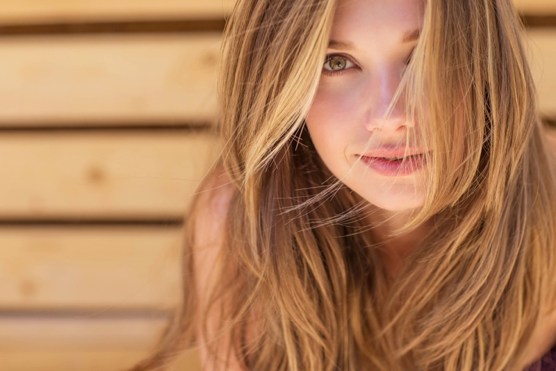 Beautiful Blonde Woman Hair Skin Closeup