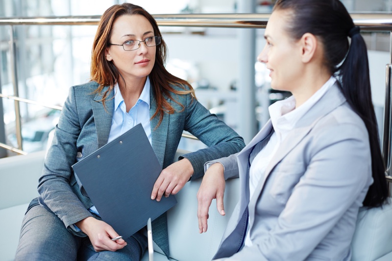 Business Woman Meeting Suits Clipboard