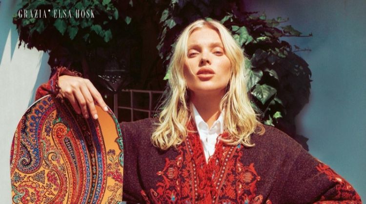 Elsa Hosk Tries On Luxe Knitwear for Grazia Italy