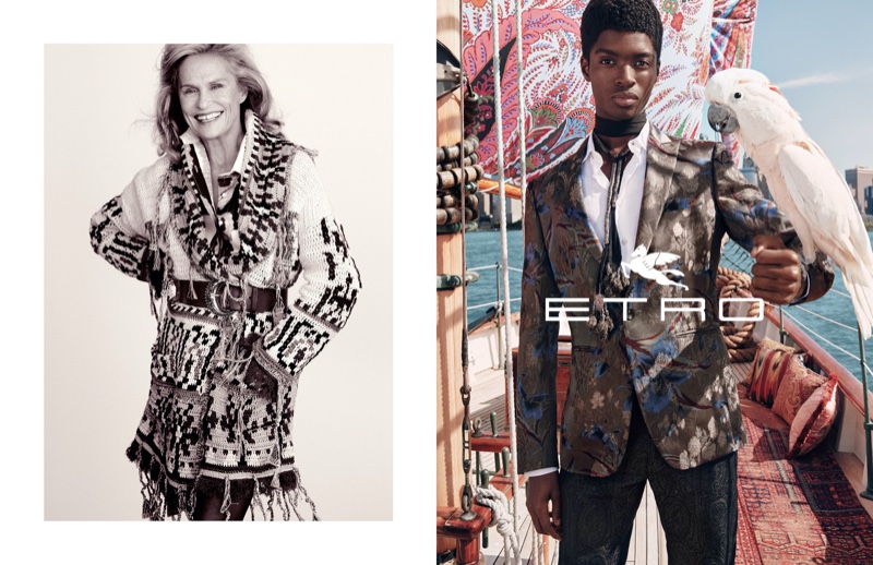 Lauren Hutton and Alton Mason appear in Etro spring-summer 2020 campaign