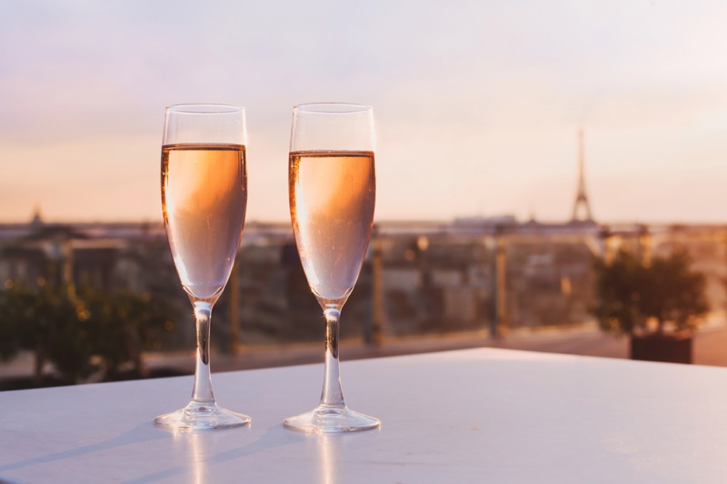 Glasses Champagne Bar Outdoors