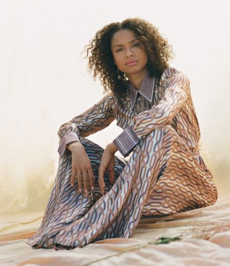 Gugu Mbatha-Raw Wears Chic Prints for DuJour Gugu Mbatha-Raw wears Zimmermann shirt and pants