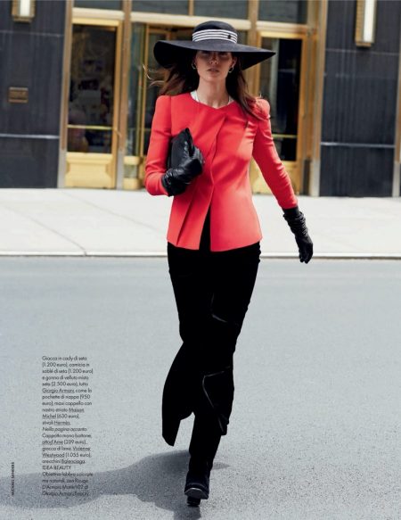 Hilary Rhoda Dresses in All-Red Fashions for ELLE Italy Hilary Rhoda Dresses in All-Red Fashions for ELLE Italy