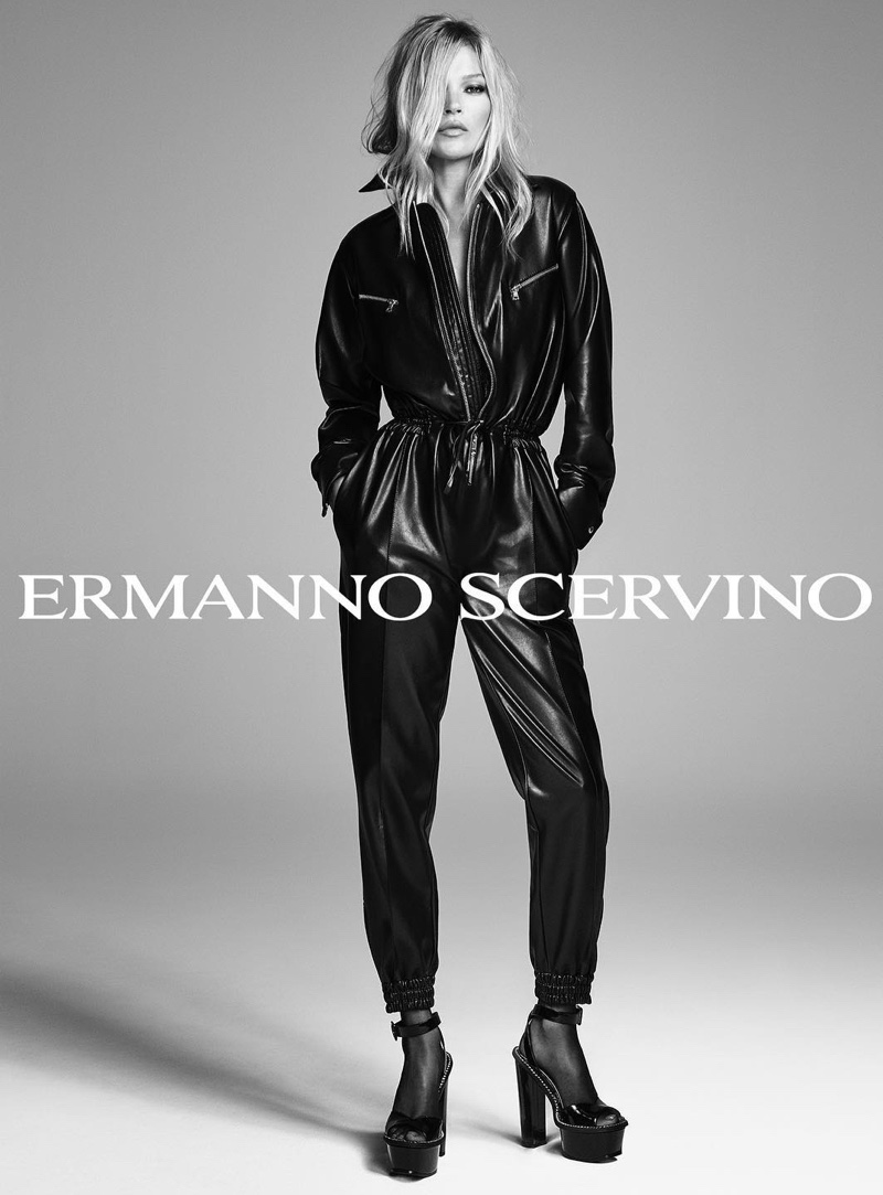 Dressed in black, Kate Moss fronts Ermanno Scervino spring-summer 2020 campaign
