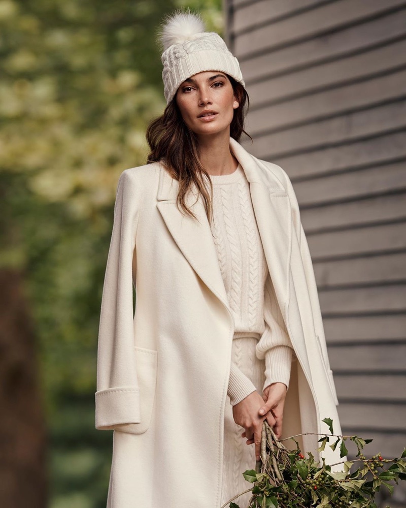 Dressed in white, Lily Aldridge fronts Lauren Ralph Lauren Holiday 2019 campaign