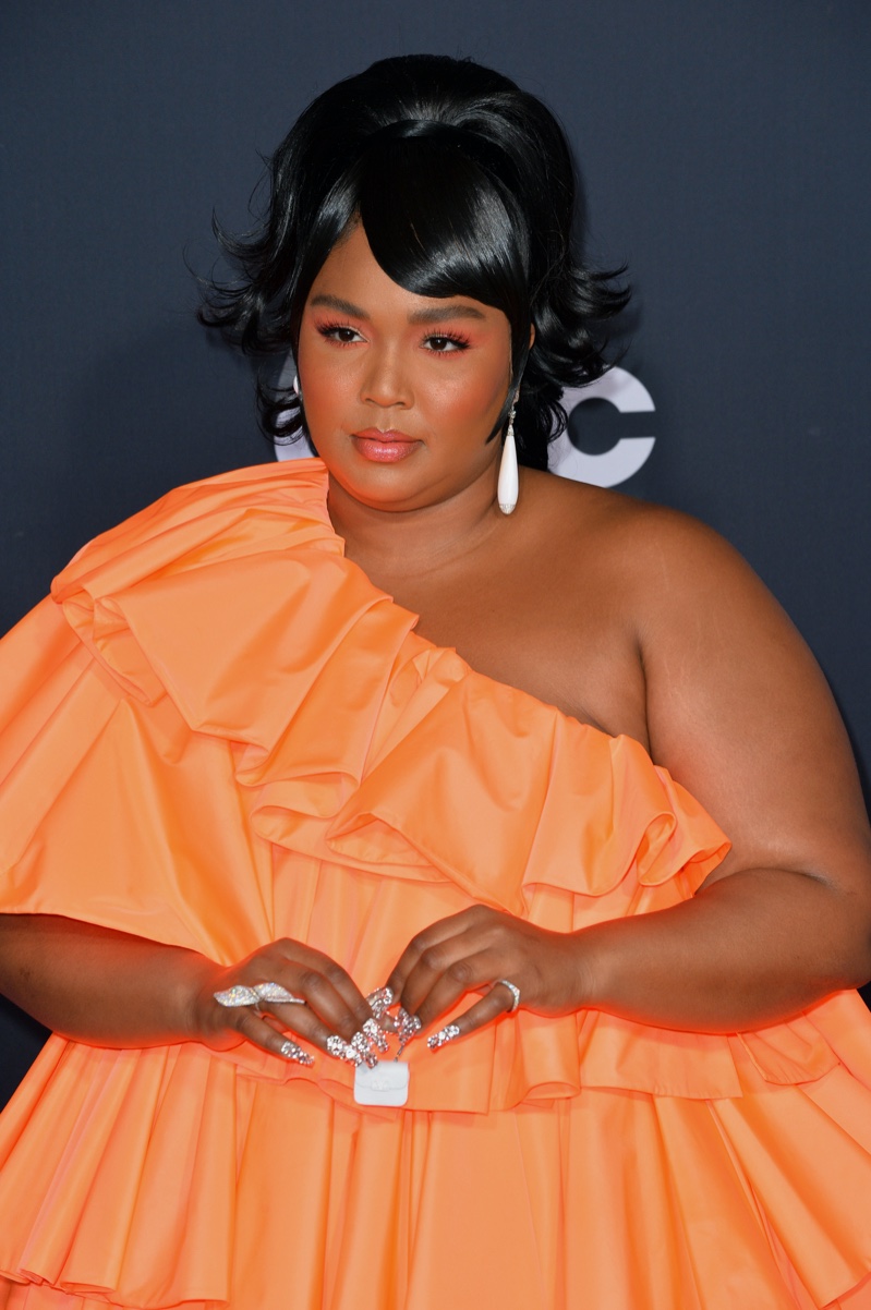 Lizzo Tiny Bag American Music Awards Tiny Bag Orange Dress