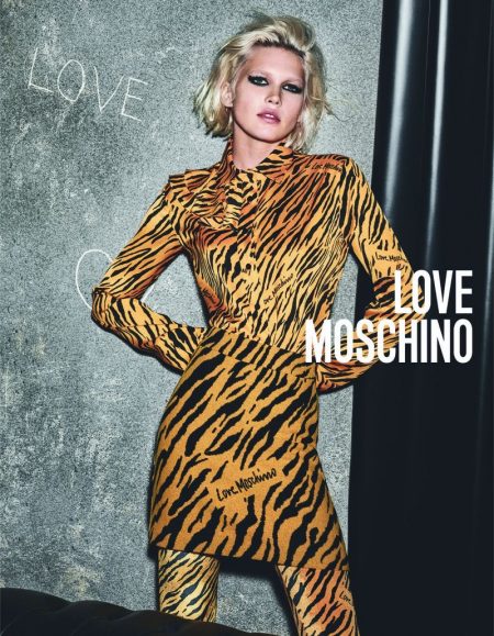 Jana Julius Stands Out in Love Moschino Winter '19 Campaign Tiger stripes stand out in Love Moschino fall-winter 2019 campaign