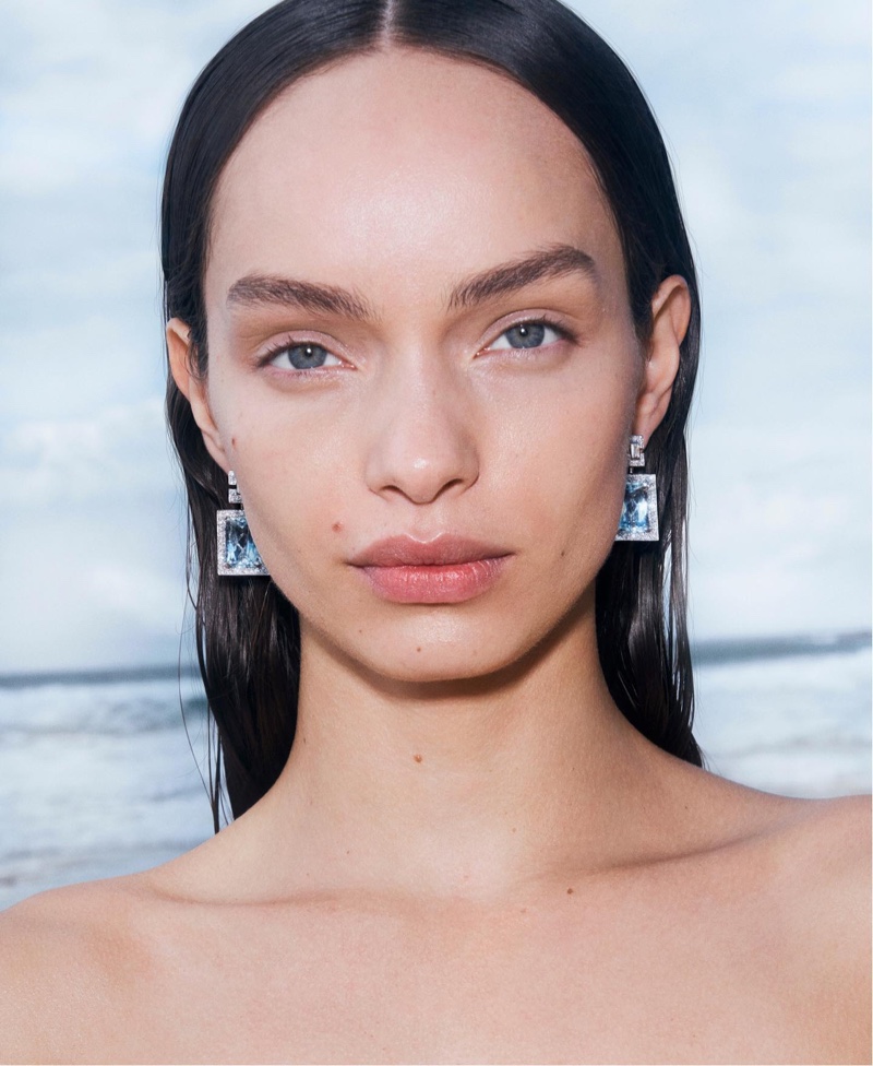 Wearing sparkling earrings, Luma Grother fronts Hardy Brothers spring-summer 2019 campaign