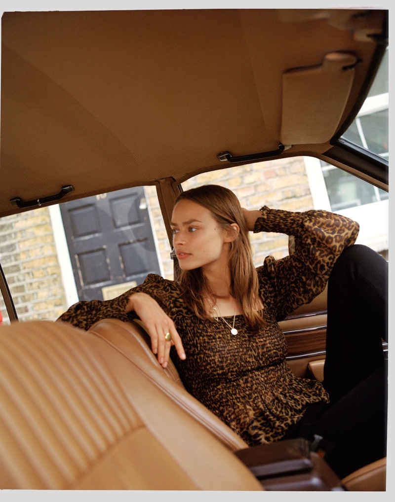 Mango Animal Print Blouse, Trousers, Pendant Necklace and Ring