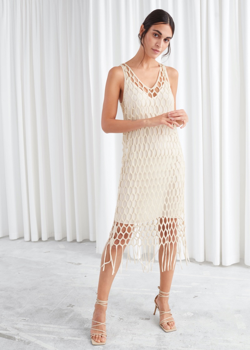 & Other Stories Metallic Braided Midi Dress $179