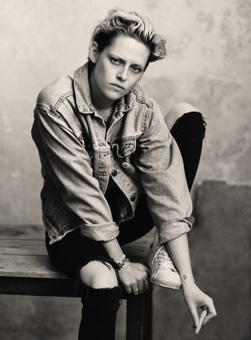 Kristen Stewart wears denim in Pirelli 2020 Calendar. Photo: Paolo Roversi