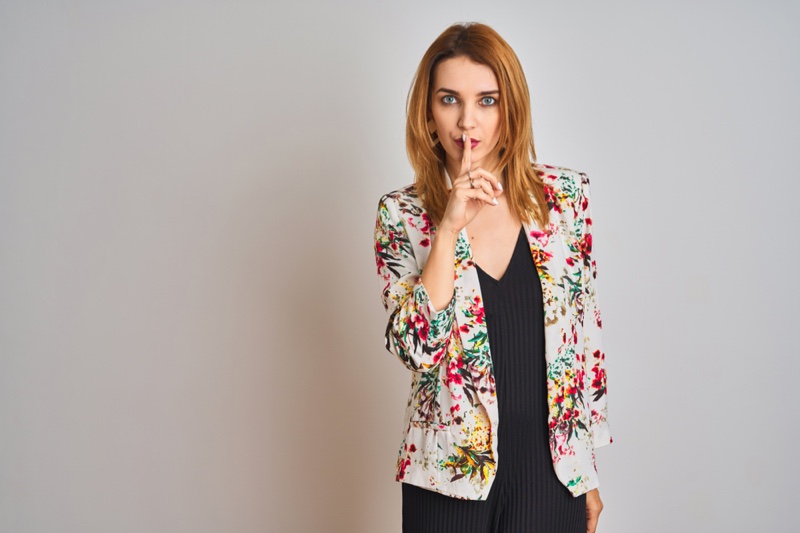 Redhead Woman Floral Print Jacket