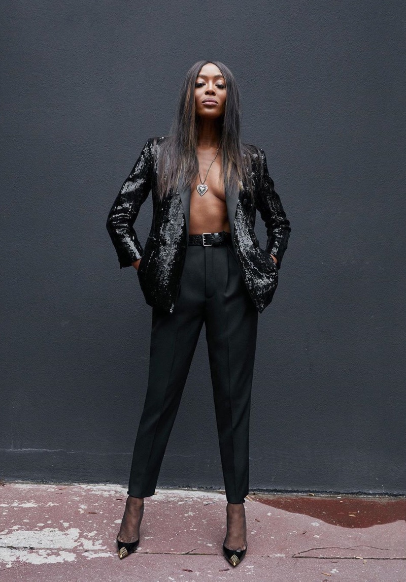 Naomi Campbell fronts Saint Laurent Le Smoking 2019 #YSL28 campaign
