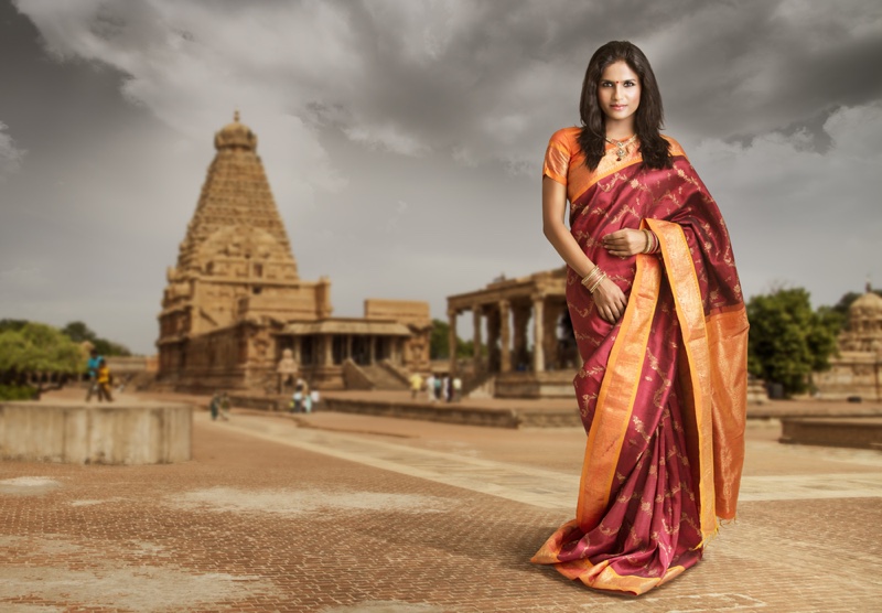 Sari Traditional Woman Indian Temple