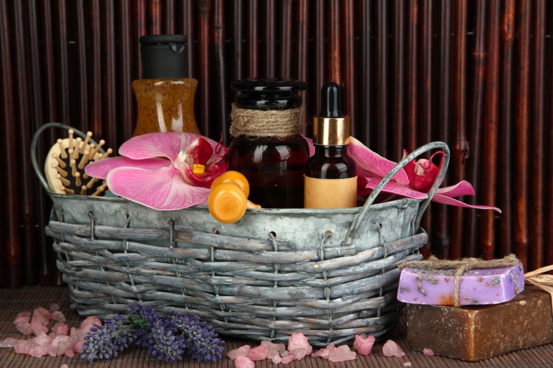 Spa Basket Oils Flowers Lifestyle