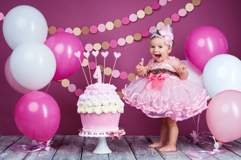 Toddler Party Pink Dress Cake Balloons Decorations