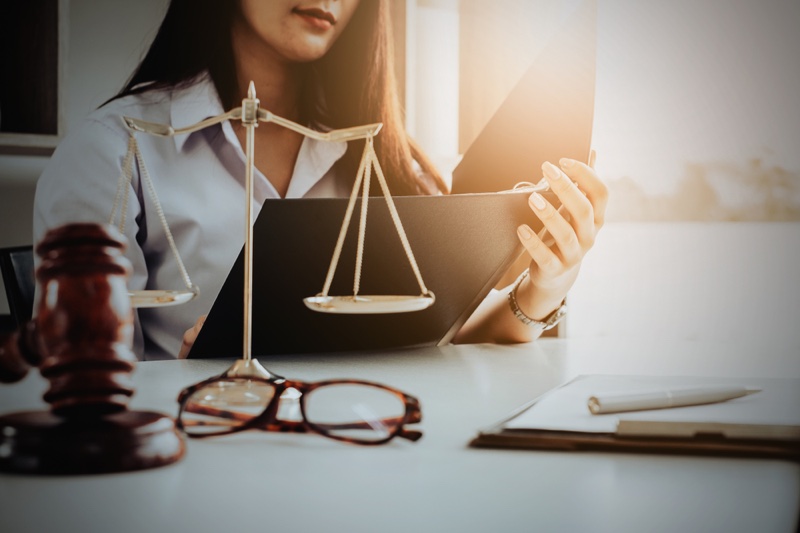 Woman Lawyers Office Glasses Reading