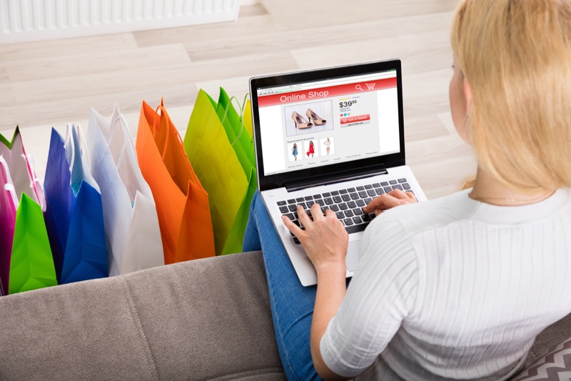 Woman Online Shopping Fashion Laptop