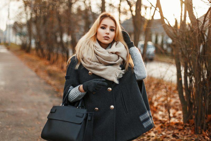 Woman Wearing Scarf and Gloves