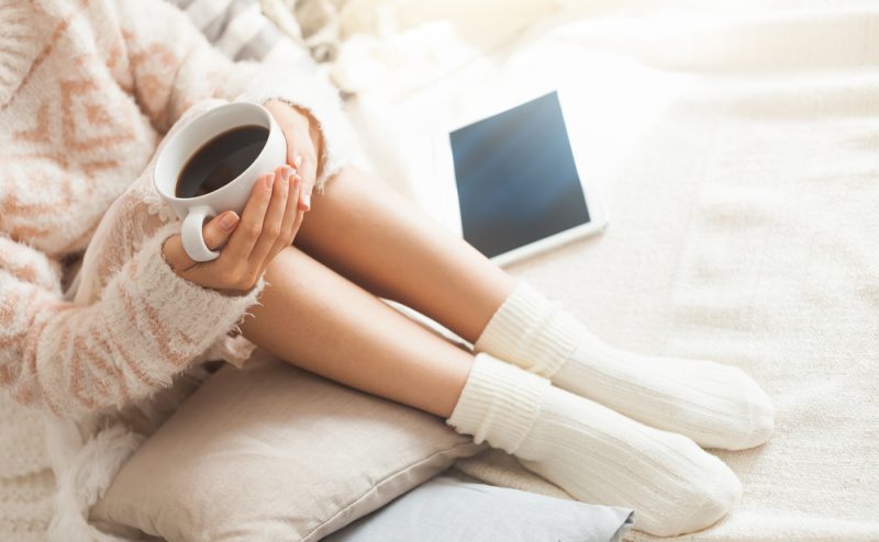 Woman Wearing Warm Socks