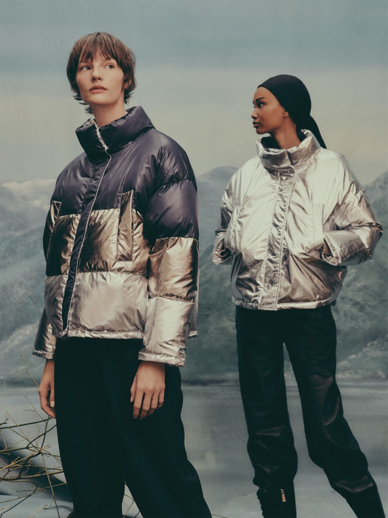 Models Sara Blomqvist and Ugbad Abdi front Zara Join Life Upcycled Winter 2019 collection