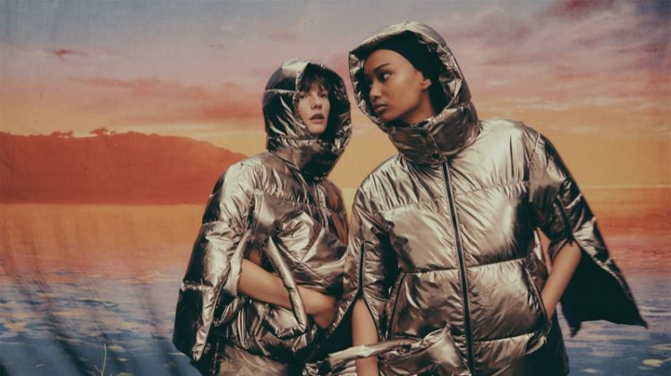 Metallic puffer jackets appear in Zara Join Life Upcycled winter 2019 collection