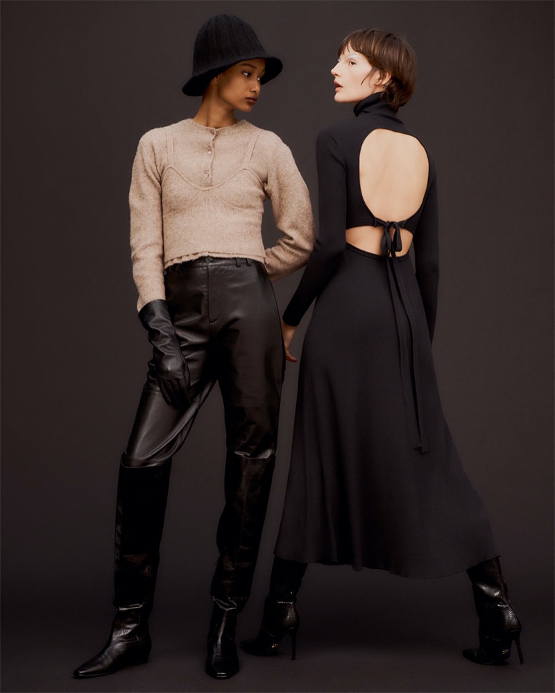 Models Ugbad Abdi and Sara Blomqvist pose in Zara Quality Layers fall-winter 2019 editorial