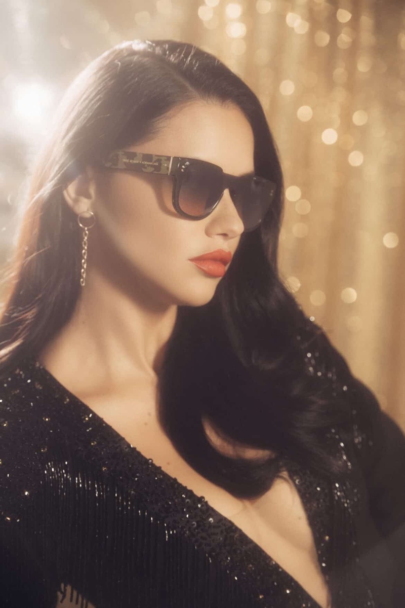 Showing off her features, Adriana Lima models her Prive Revaux collaboration