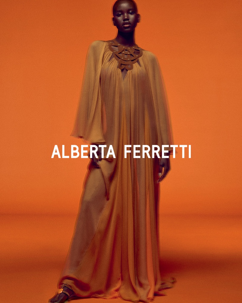 Model Adut Akech appears in Alberta Ferretti spring-summer 2020 campaign