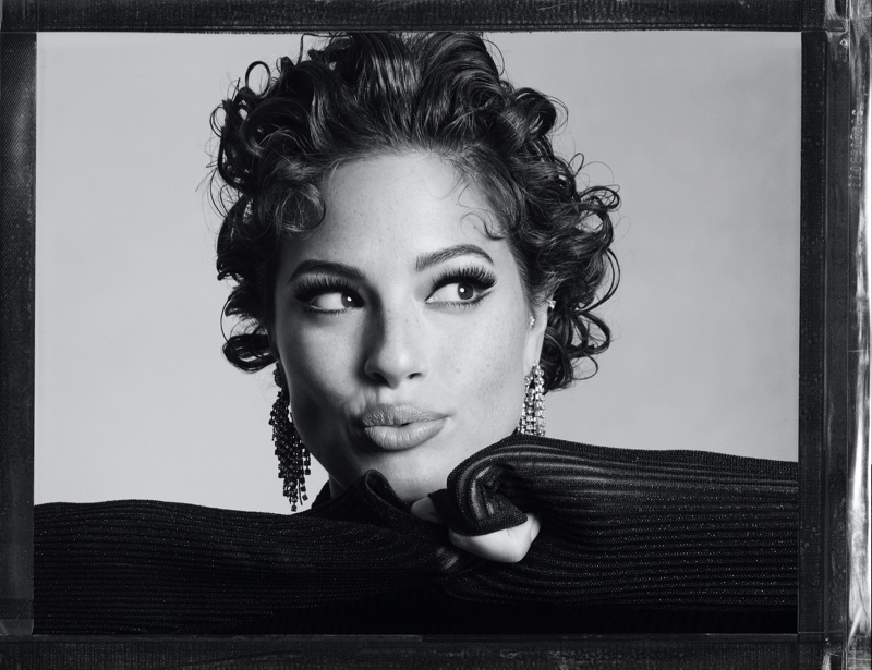 Wearing her hair in curls, Ashley Graham fronts Marina Rinaldi spring-summer 2020 campaign