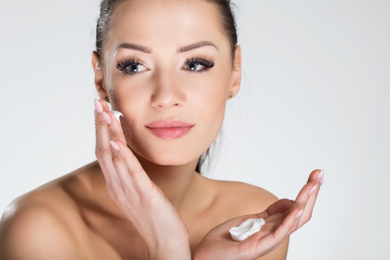 Attractive Woman Face Cream Eyelashes