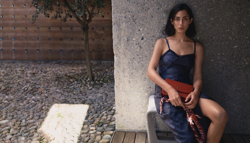 Conie Vallese wears slip dress in Bally spring-summer 2020 campaign