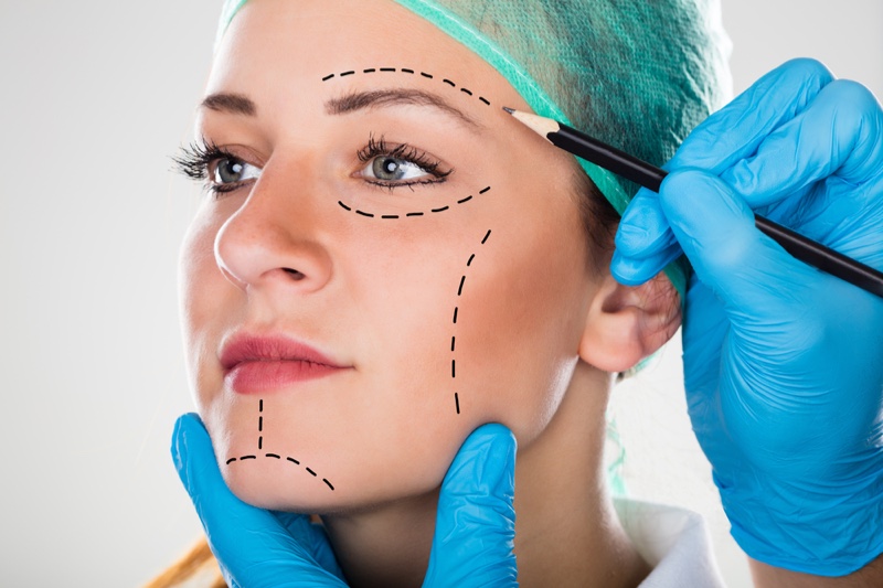 Beauty Woman Surgical Lines Face